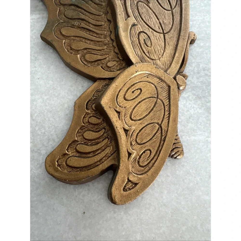 Vintage 1973‎ Universal Sanctuary Butterfly Wall Plaques - Set Of 2 - Golden MCM